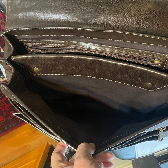 BALLY BROWN LEATHER BRIEFCASE BUSINESS BAG LAPTOP - Picture 8 of 15